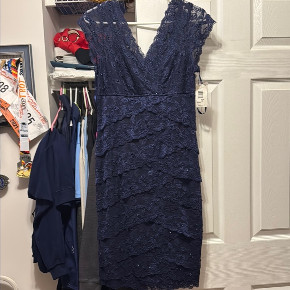 Elegant Navy Lace Dress. So pretty.  Brand New.. Sparkle.